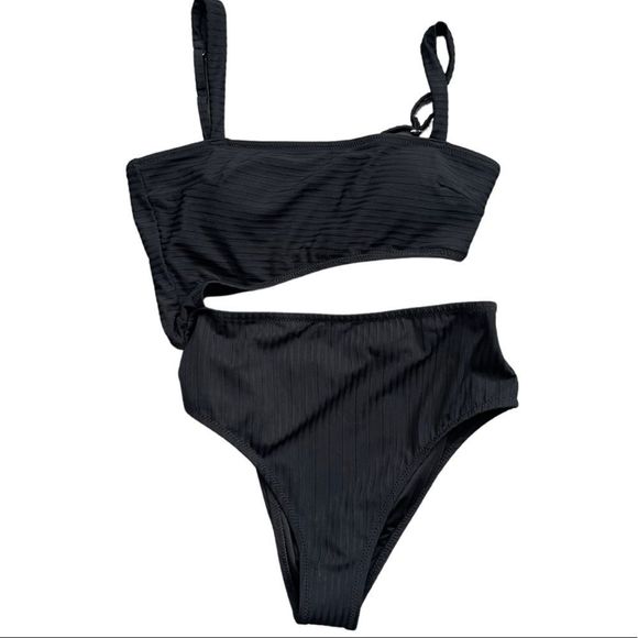 Shade & Shore Other - Shade & Shore Black One Piece Swim Medium M Swimsuit Cut Out Rib Women Beach NWT
